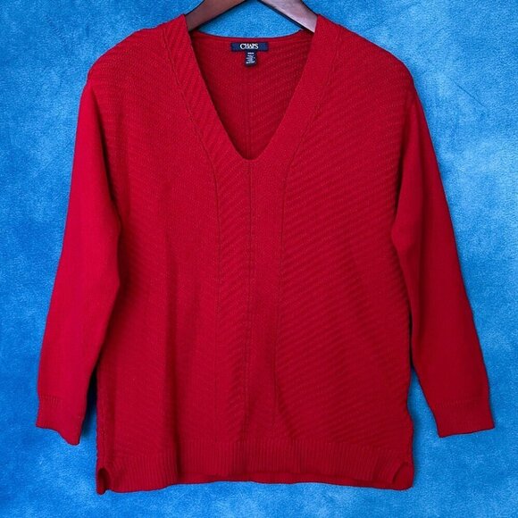 Chaps Women’s Red Cotton Sweater, Medium - Picture 3 of 6